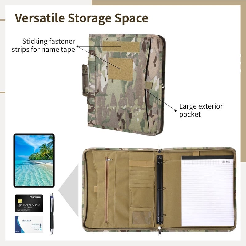 Homaisson Tactical OCP Modular Binder System - Large Letter Size Combat Padfolio w/Detachable 3-Ring Insert & 25 Paper Sheets, Mission-Ready Organizer for Field & Office Use - Image 4